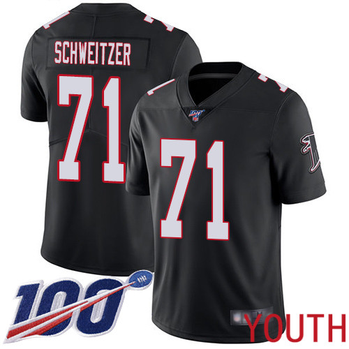 Atlanta Falcons Limited Black Youth Wes Schweitzer Alternate Jersey NFL Football #71 100th Season Vapor Untouchable->youth nfl jersey->Youth Jersey
